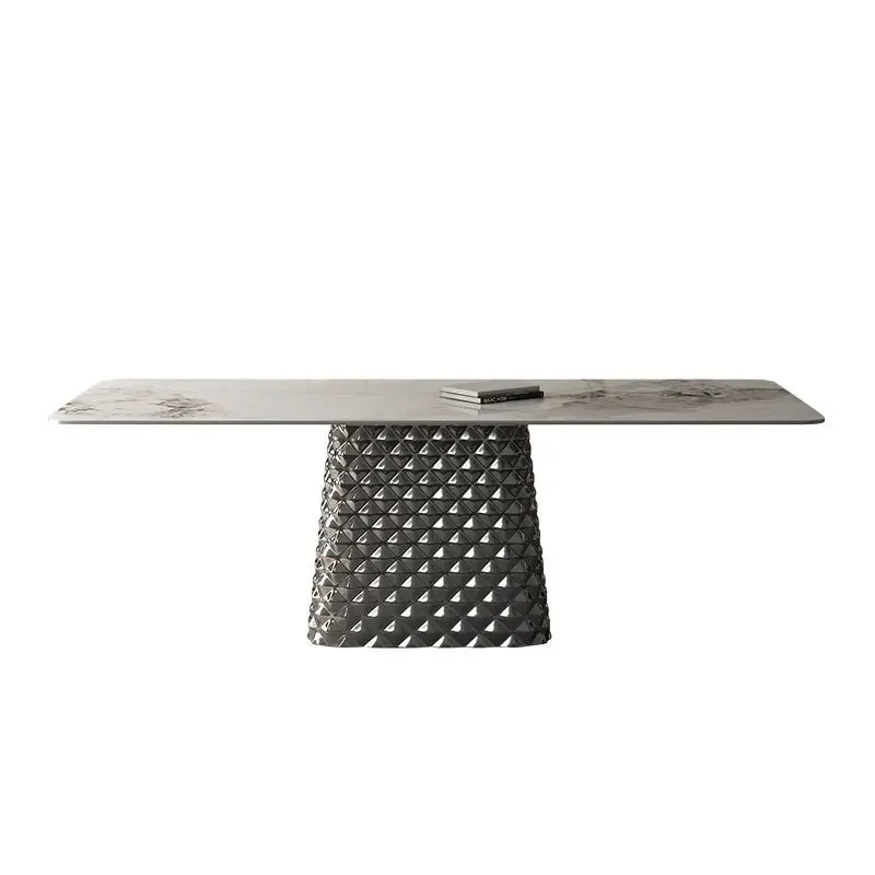 

Dining table and chairs modern simple Italian household small apartment stainless steel high-end