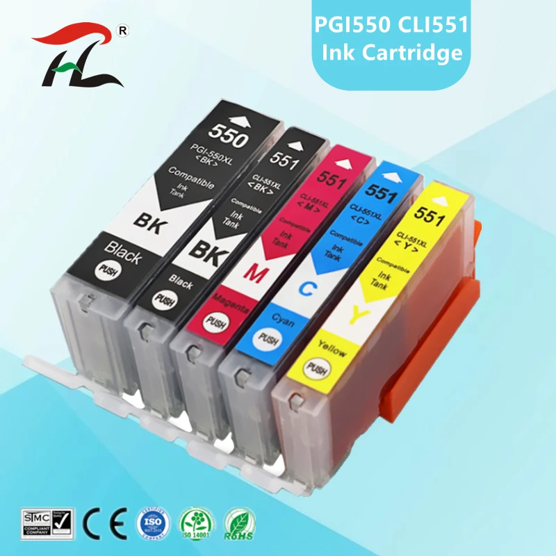 Compatible PGI 550XL pgi 550 pgi-550 cli-551 XL ink cartridge PGI550 CLI551 for Canon PIXMA IP7250 MG5450 MX925 MG5550 6450 5650