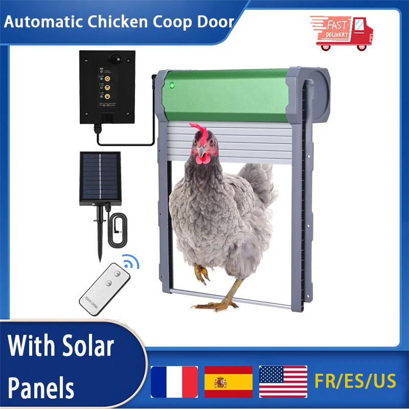 

New Automatic Chicken Coop Door Remote Control With Solar Panels Chicken Coop Hen House Intelligent Waterproof Door