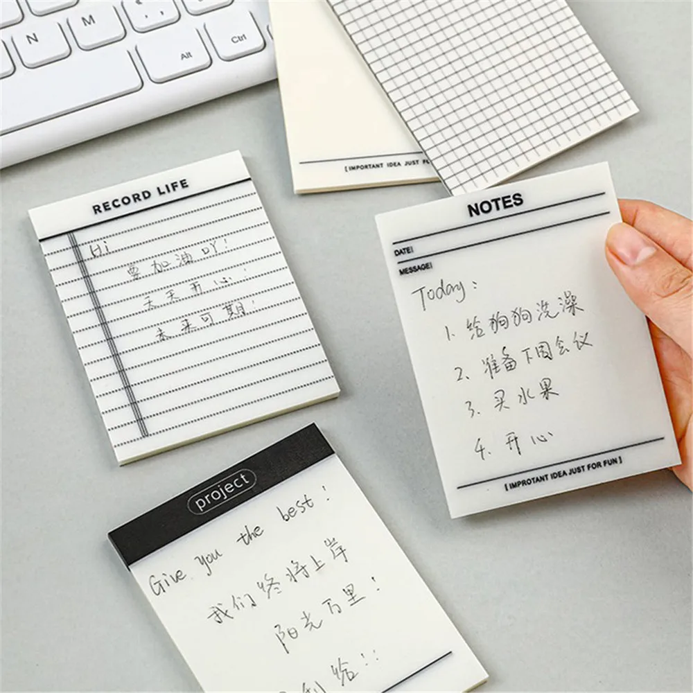 1PC Tragbare 50/80 Blätter Blank Grid Transparent Sticky Note Memo Pad für Notizen Planung Notepad Schule Büro Liefert