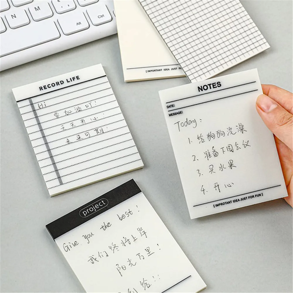 Bloc-Notes Portable, 50/80 feuilles, grille vide, bloc-Notes Transparent, pour la planification des Notes, fournitures scolaires et de bureau, 1 pièce