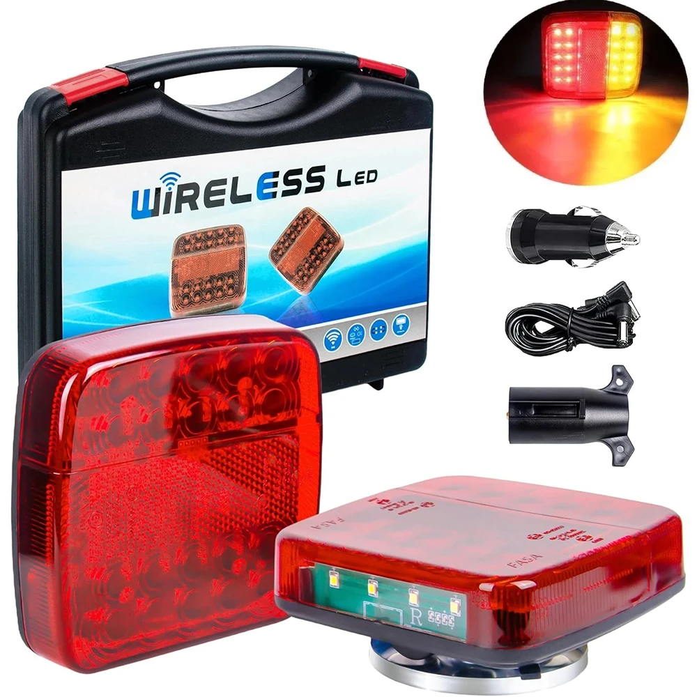 

2 шт. магнитный беспроводной светодиодный задний фонарь для прицепа, сигнальный предупреждающий стоп-сигнал, задний фонарь для грузовика для каравана, автофургона, кемпера, грузовика