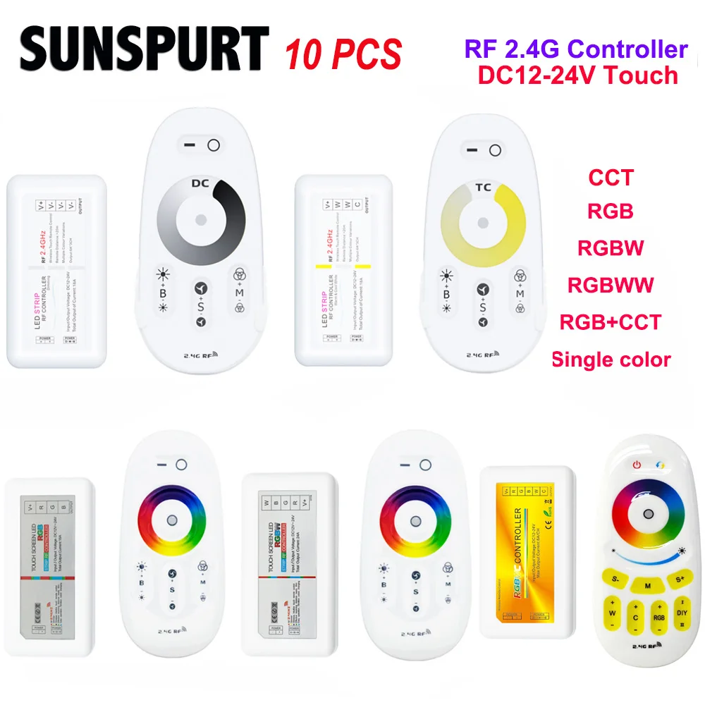 1-10PCS 2.4G RGB RGBW RGBWC Touch Screen Remote Controller DC12-24V 18A For 5050 Single Color RGB RGBW RGB CCT LED Strip Tape