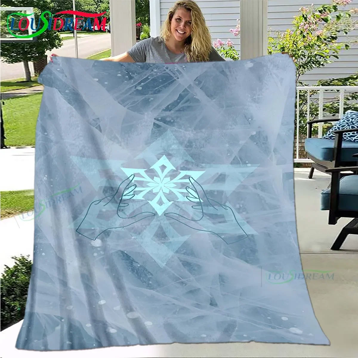 

Genshin Impact Runes Design Flannel Blanket Lightweight Portable Blanket for Home Travel Office Nap Gift