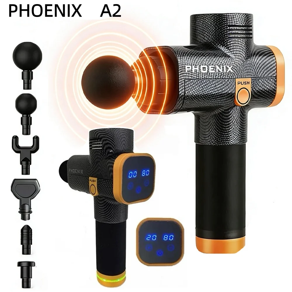 

Портативный массажный пистолет Phoenix A2 для глубокого расслабления мышц, вибромассажер для спины и фасций с дисплеем для восстановления после занятий спортом