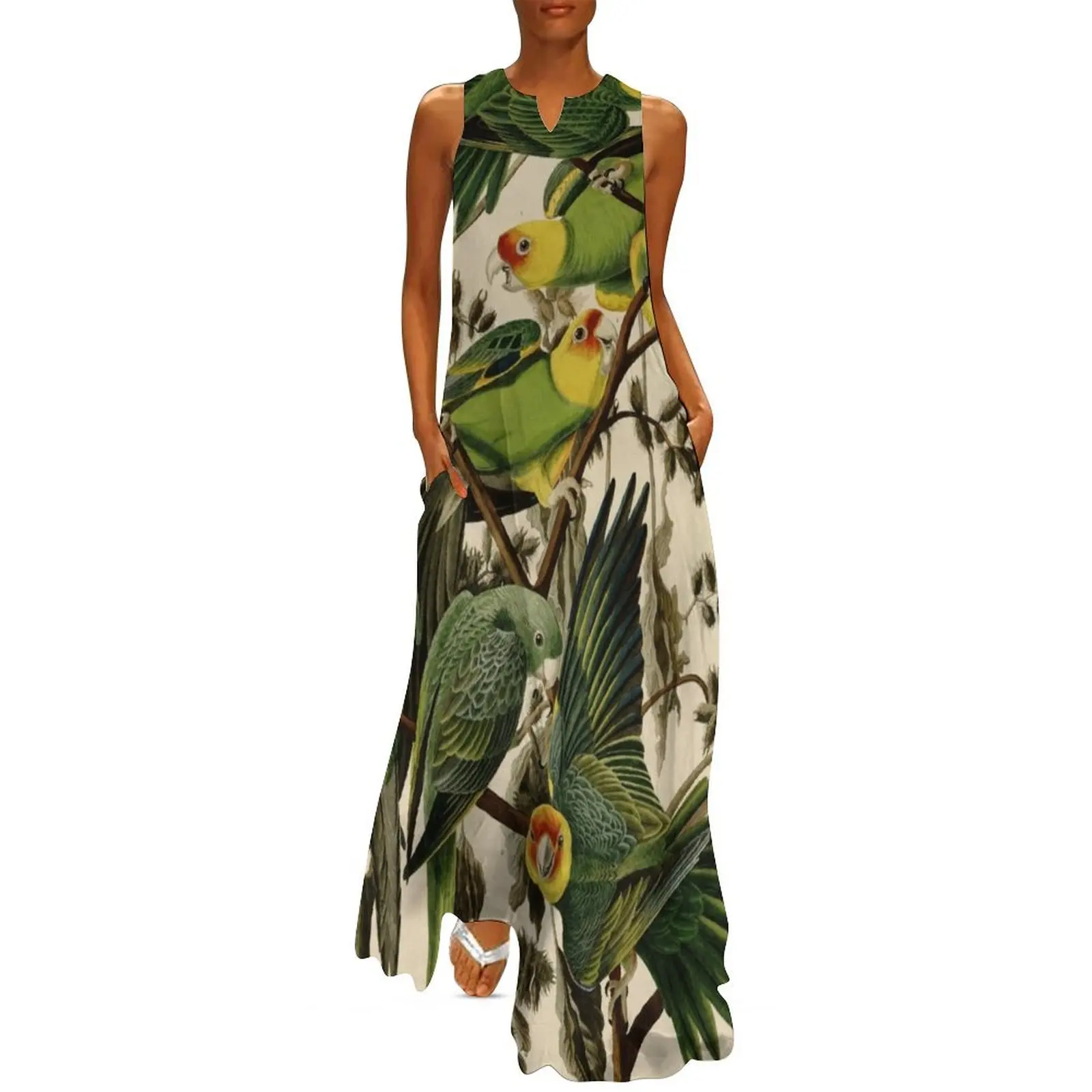 

Vintage Parrot Illustration Long Dress women long dresses womens clothing Woman clothes summer dress women 2025 Dress