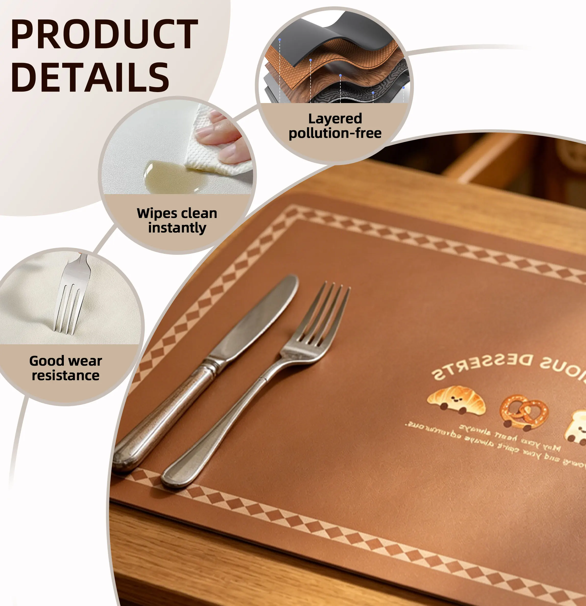 Furniture Decor 100% All Silicon Organic Silicon Table Placemats Customizable Pattern Graphics view 3