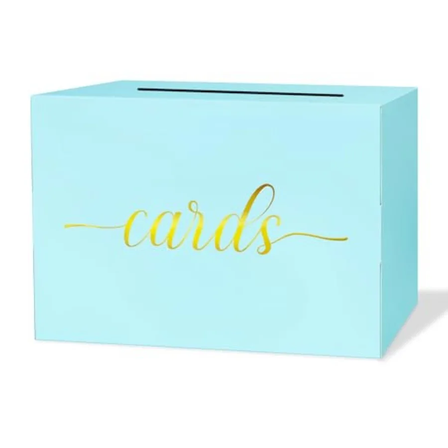 

Card Box for Party, Gift Cards Paper Box Holder with Gold Foil Design for Wedding Receptions, Bridal and Baby Showers, Graduati