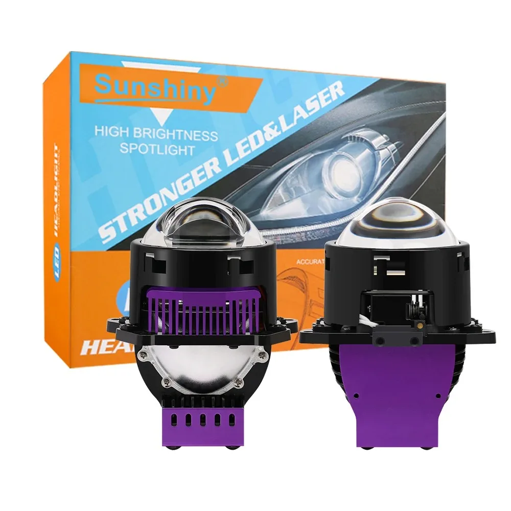 

3.0 Inch Short Matrix Bi LED Projector Headlight with Halo Triple Direct Laser Lens Super Bright Car LED Front Lamp Retrofit