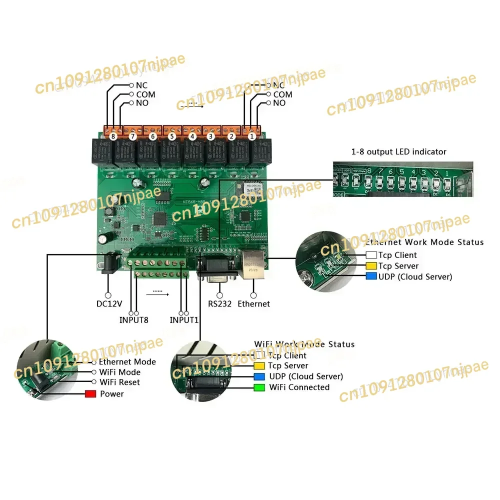 2025NEW KC868-H8B وحدة تحكم المنزل إيثرنت RJ45/WiFi/RS232 نظام التبديل عقدة-أحمر MQTT HTTP TCP التتابع في المخزون #4