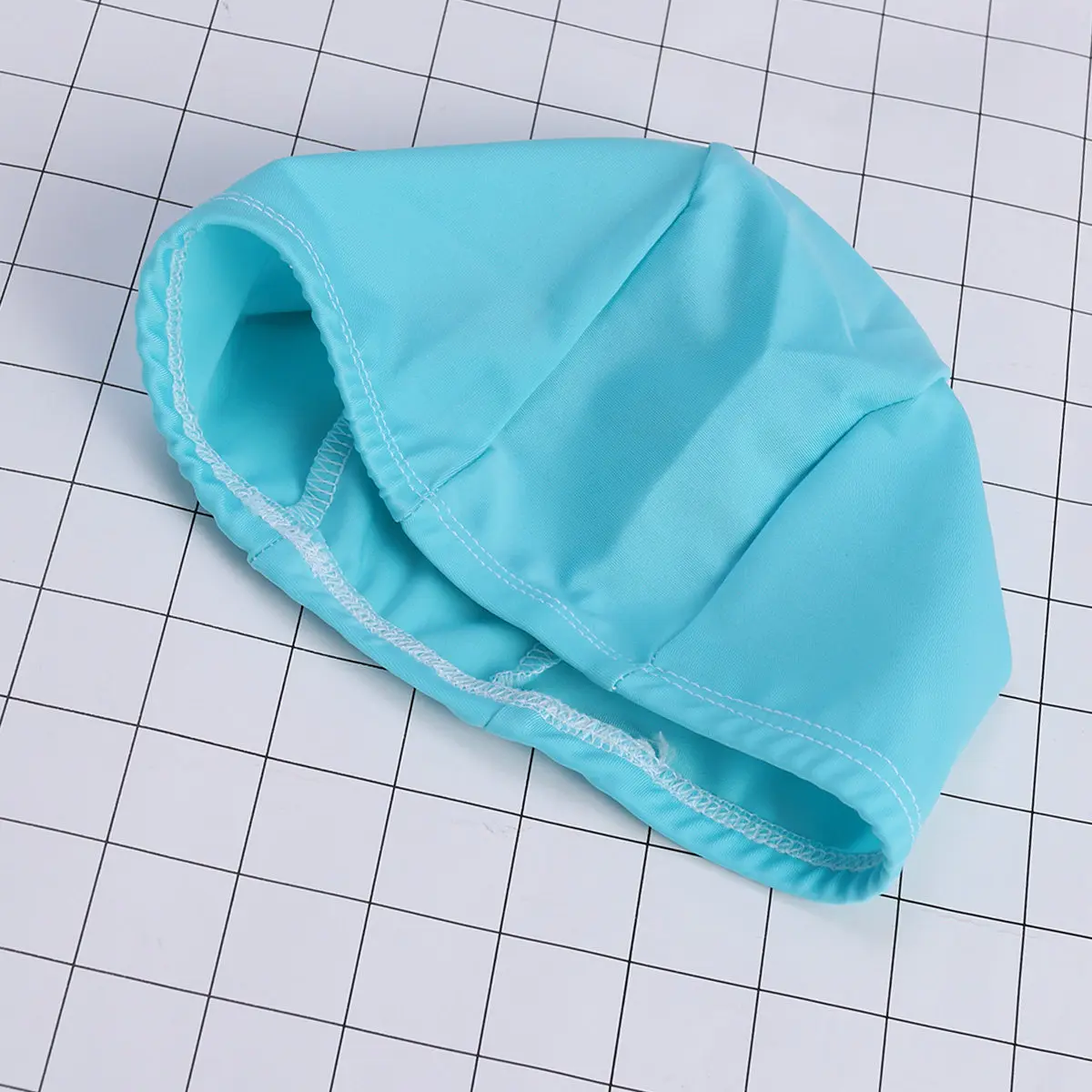 Adult Swim Cap Polyester Cloth Fabric Acid Blue Elastic Non-Waterproof Comfortable Swimming Hat for Men Women Flower Swim Cap