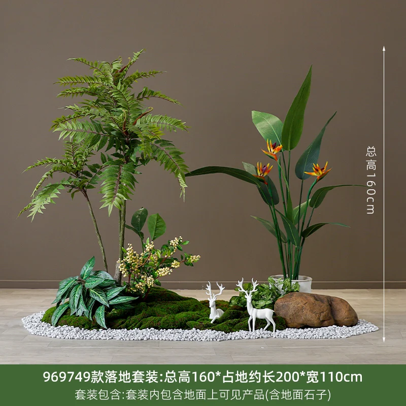 Green Plant Suit under the Stairs Landscaping Indoor Plant Landscape Imitative Tree Hotel Shopping Window Design