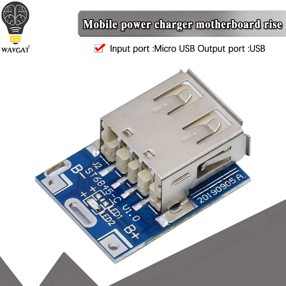 O carregador de bateria do lítio Step Up Protection Board, módulo do poder do impulso, micro USB, Li-Po, Li-ion, placa 18650 do carregador do banco do poder, DIY, 5V