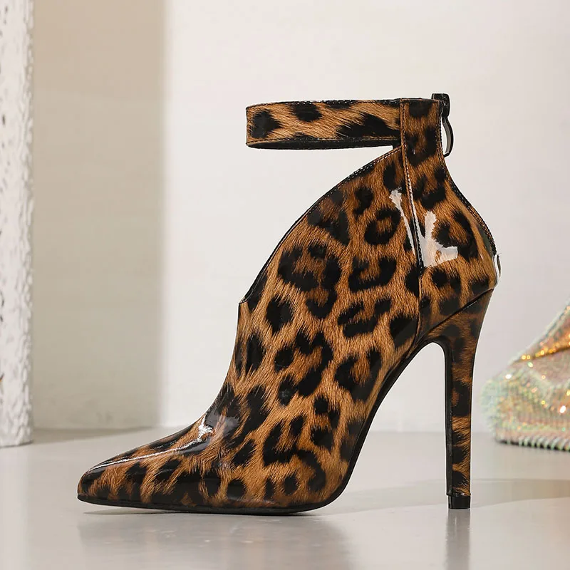 

Женская обувь с открытым носком, модная женская обувь с леопардовым принтом, обувь на тонком высоком каблуке, сандалии, ботинки, туфли-лодочки, вечерние женские туфли на каблуке