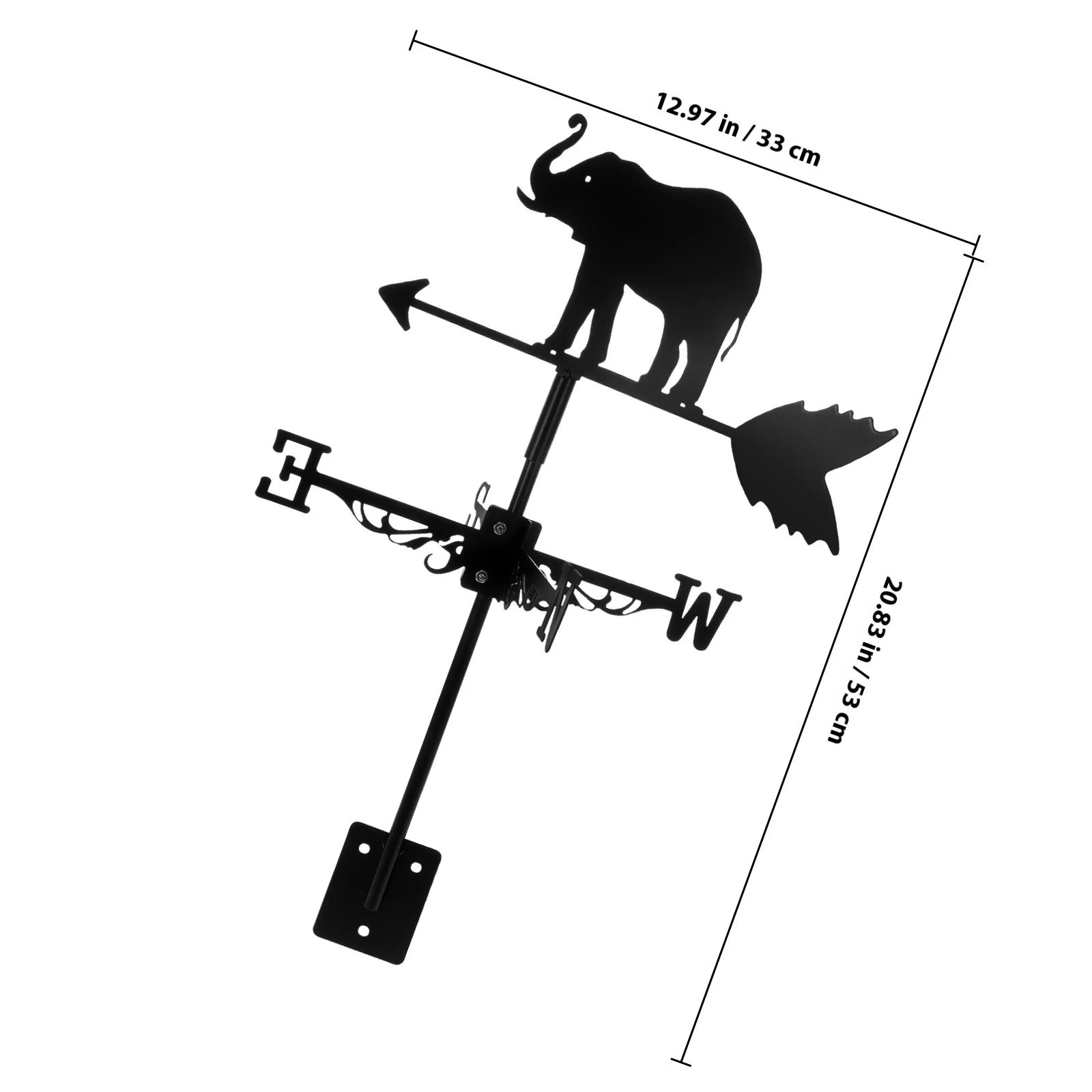 1 مجموعة الحديد الفيل Weathervane دائم سقف مؤشر اتجاه الرياح الإبداعية حديقة ديكور ريشة الطقس Weathervane