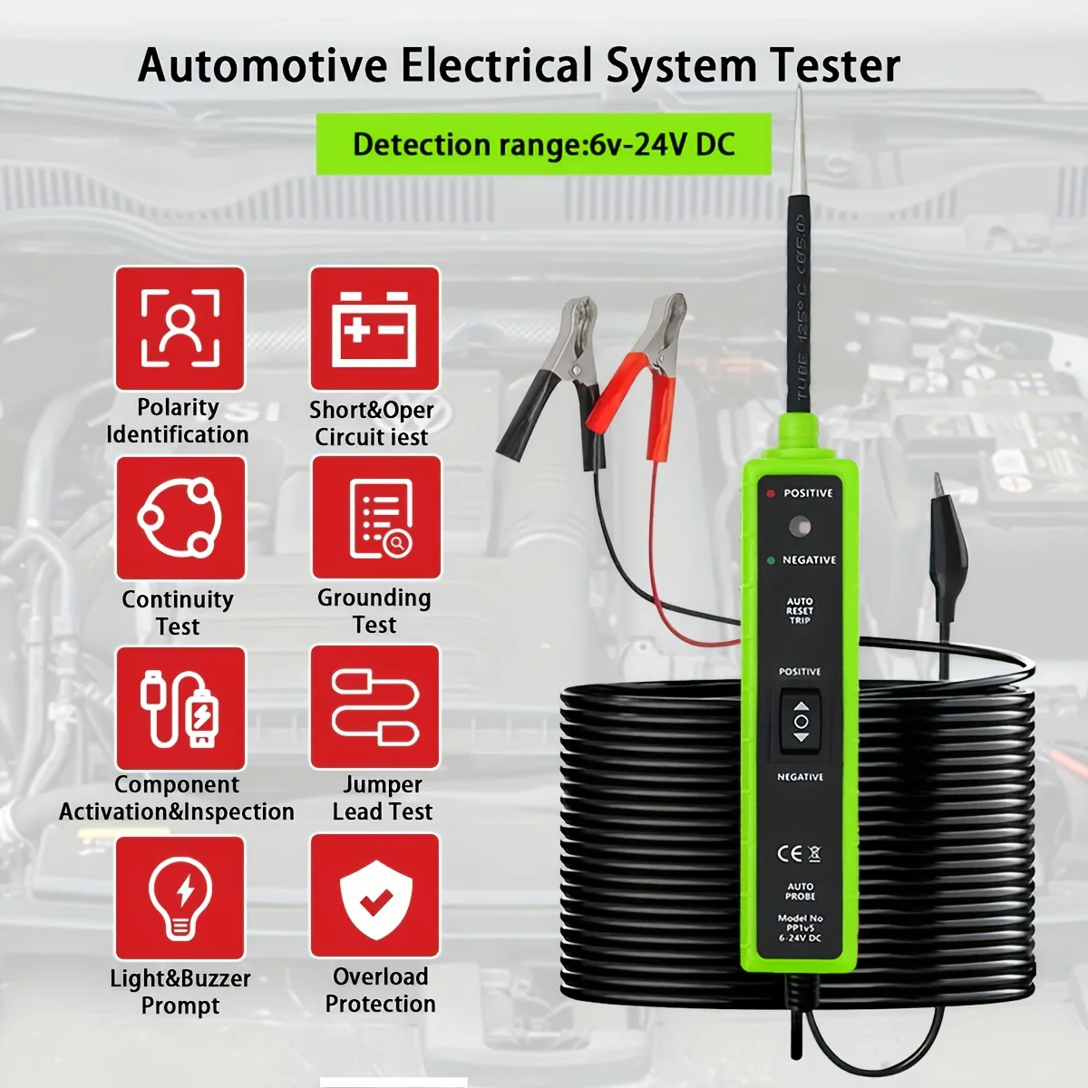 Multifunctional Automotive Circuit Tester with Led Display and Buzzer Alarm - Made of Durable Abs Material, No Batteries Required, Suitable for Cars, Trucks, Motorcycles, Rvs, Boats - Designed for Professional Electricians and DIY Mechanics