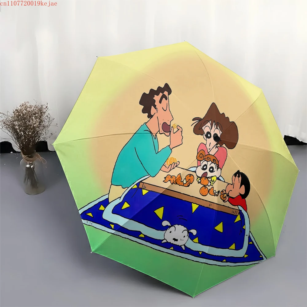 

Полностью автоматический складной зонт Crayon Shin-chan Nohara Family Kotatsu, водонепроницаемый, ветрозащитный, с защитой от ультрафиолета, для путешествий на природе