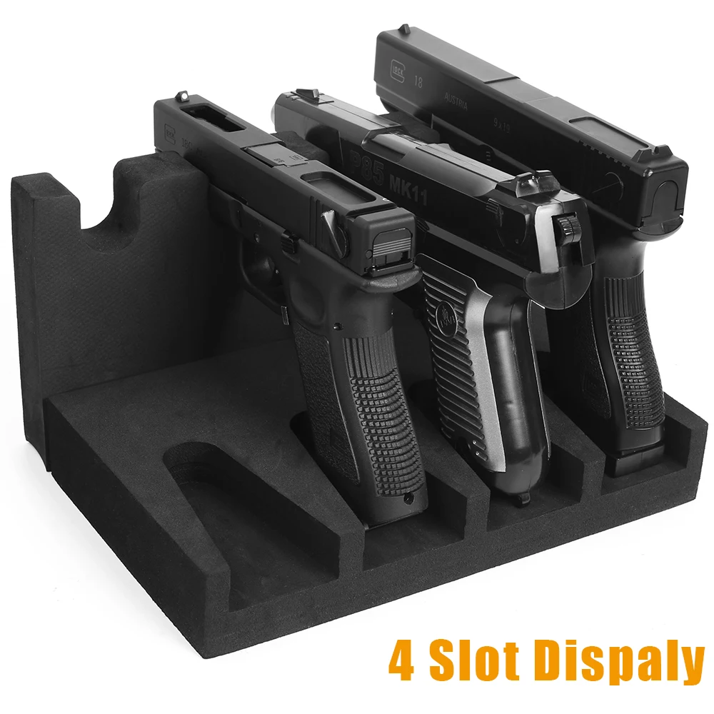 Support de pistolet de rangement à 4 fentes, Support d'armes en mousse EVA souple, Support de pistolet de poing sûr, présentoir Glock modulaire auto-adhésif