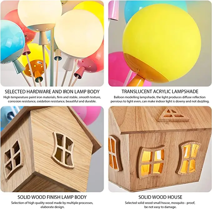 Modern Cartoon Balloon Ceiling Light Children Colored Glass Pendant Lamps Boys and Girls Room Bedroom Decoration LED Lights