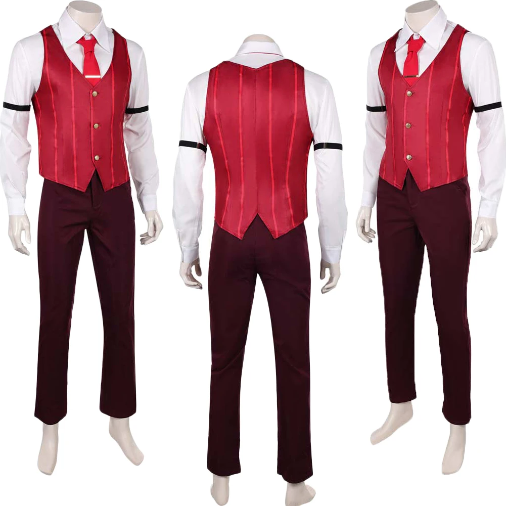 TV Hell Inn 2 Alastor Hotel Cosplay سترة حمراء البدلة زي الملابس مجموعة قميص التعادل كليب موحدة هالوين لعب الأدوار كرنفال الطرف
