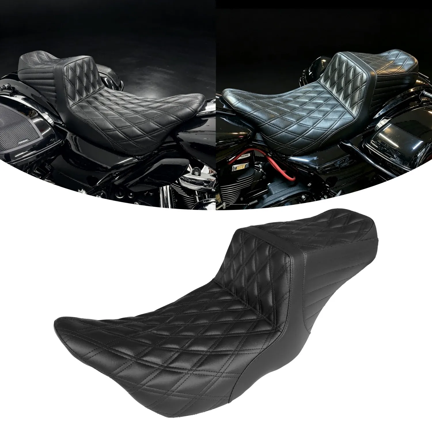 Motorcycle Accessories Tail Up Step up Seat with Gel Comfort Two-up Cushion for Harley Touring 2008-2023