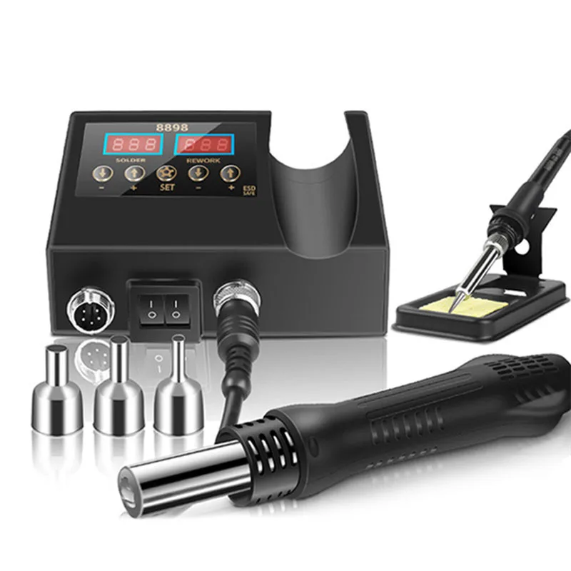 2 In 1 Multifunctional ESD Hot Air SMD Rework Soldering Station 60W Fast Heating Digital Soldering Iron Station
