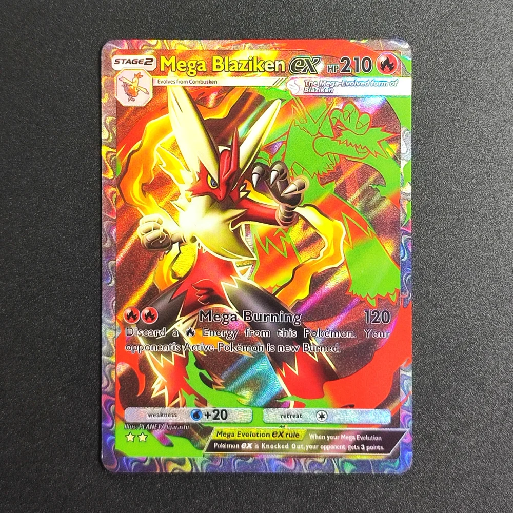 Tarjeta Coleccionable Pokémon TCG B1 Mega Rising Mega Blaziken EX Súper Rara, Individual, Clásica, de Anime, para Juego, Juguetes