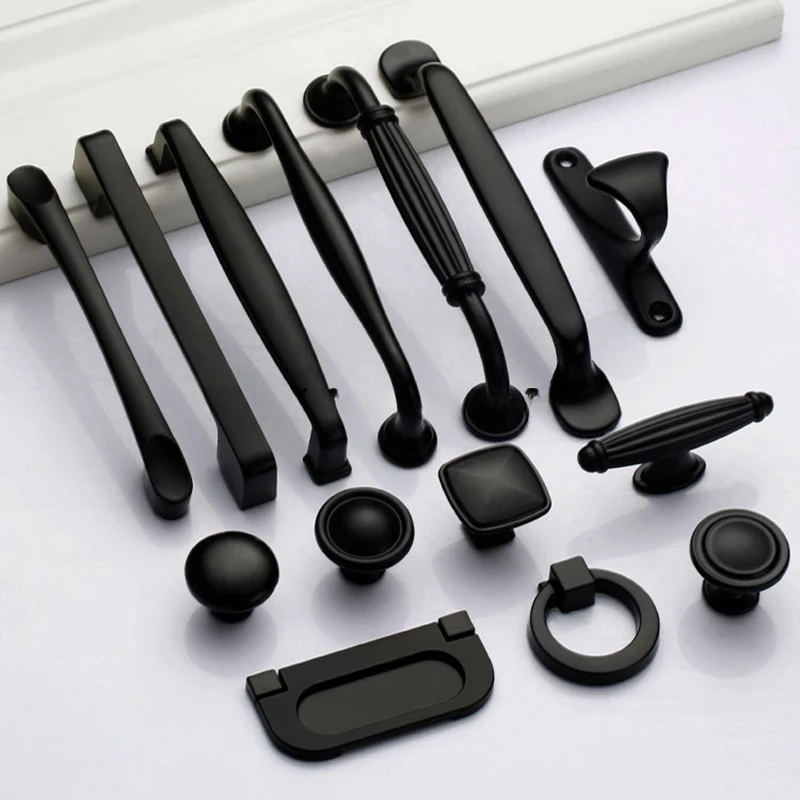 

Japanese Simplicity Door Handles Black Metal Classic Door Handles Modern Interior Decoration Chambre Bedroom Accessories