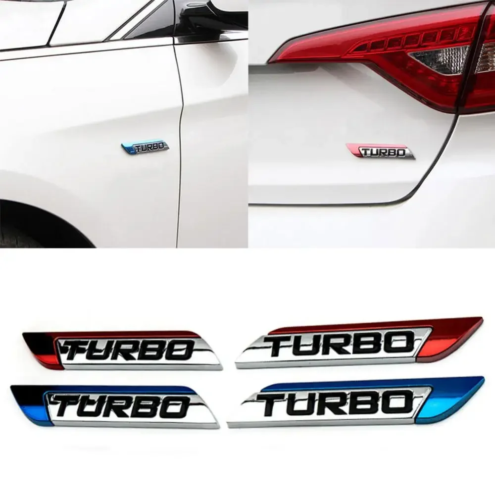 3D Metal TURBO Emblem Fender Turbocharged Car Sticker Logo Emblem Badge Car Styling Decals