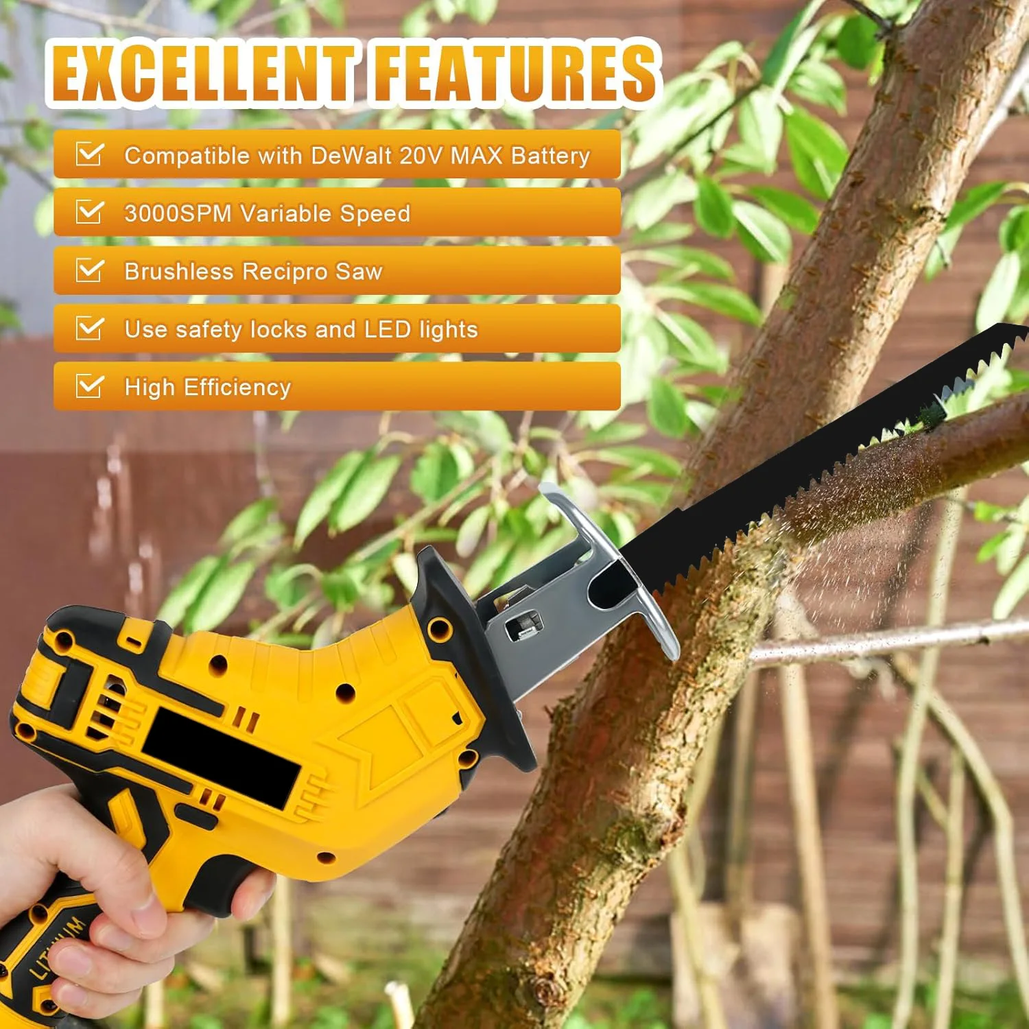 Cordless Reciprocating Saw For Dewalt 18V-60V Battery Electric Cutting Saber Saw Wood Metal Pipe Cutting Power Tools DCB200/609