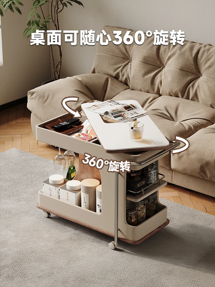 Mobile coffee table, living room sofa, small cart, side table, rotating rock board, snack storage, small unit balcony