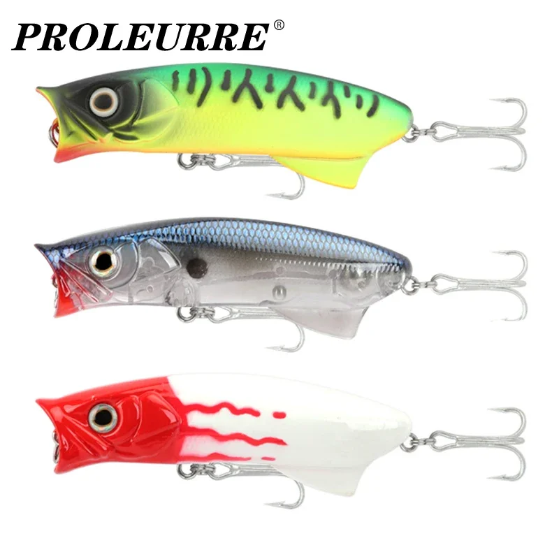 

1Pc Fishing Lures 8cm/11.5g Topwater Popper Bait 5 Color Hard Bait Artificial Wobblers Plastic Fishing Tackle With 6# Hooks