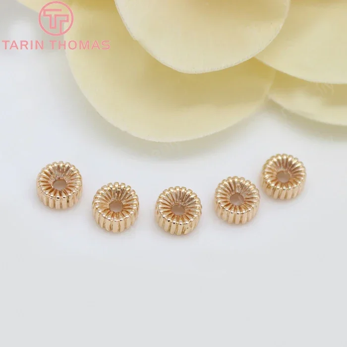 

(2999)10PCS 6x3MM 24K Gold Color Plated Brass Spacer Beads Bracelet Beads High Quality Diy Jewelry Accessories