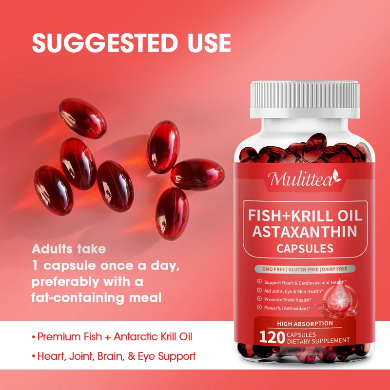 Mulittea Astaxanthin Capsules Promotes Cardiovascular Health and Accelerates Metabolism supporting Eye, Joint & Skin Health