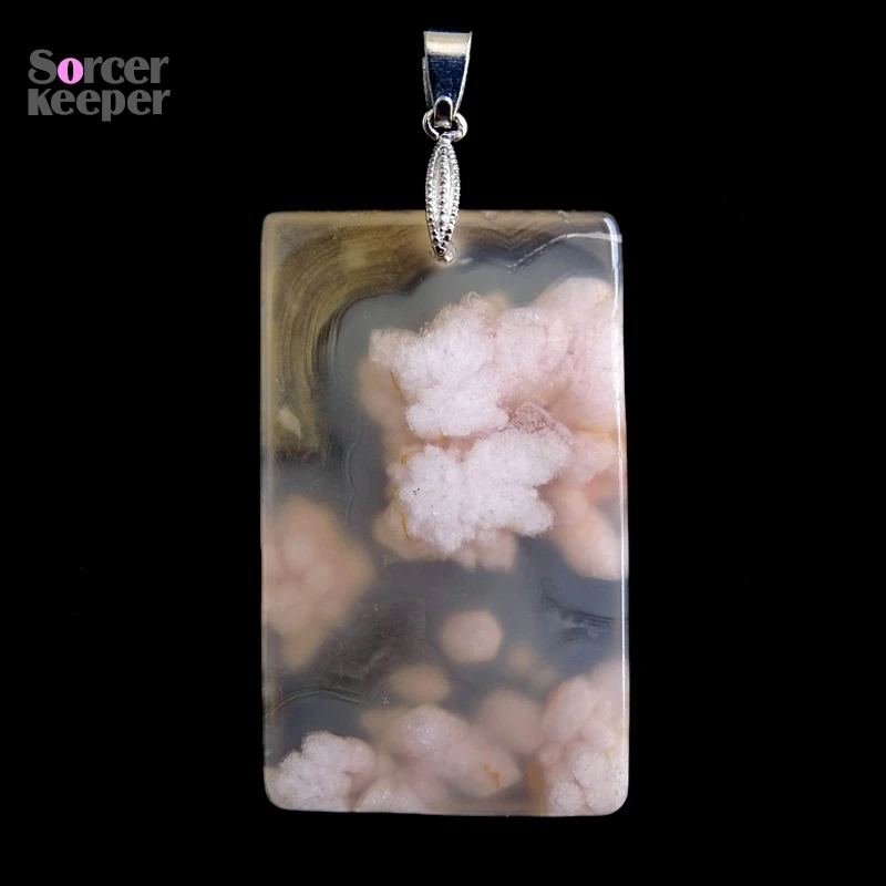 Women & Men Fashion Jewelry Pendants Necklaces With Chain Cherry Blossoms Agate Beads Quartz Gemstone Colares Femininos BO469