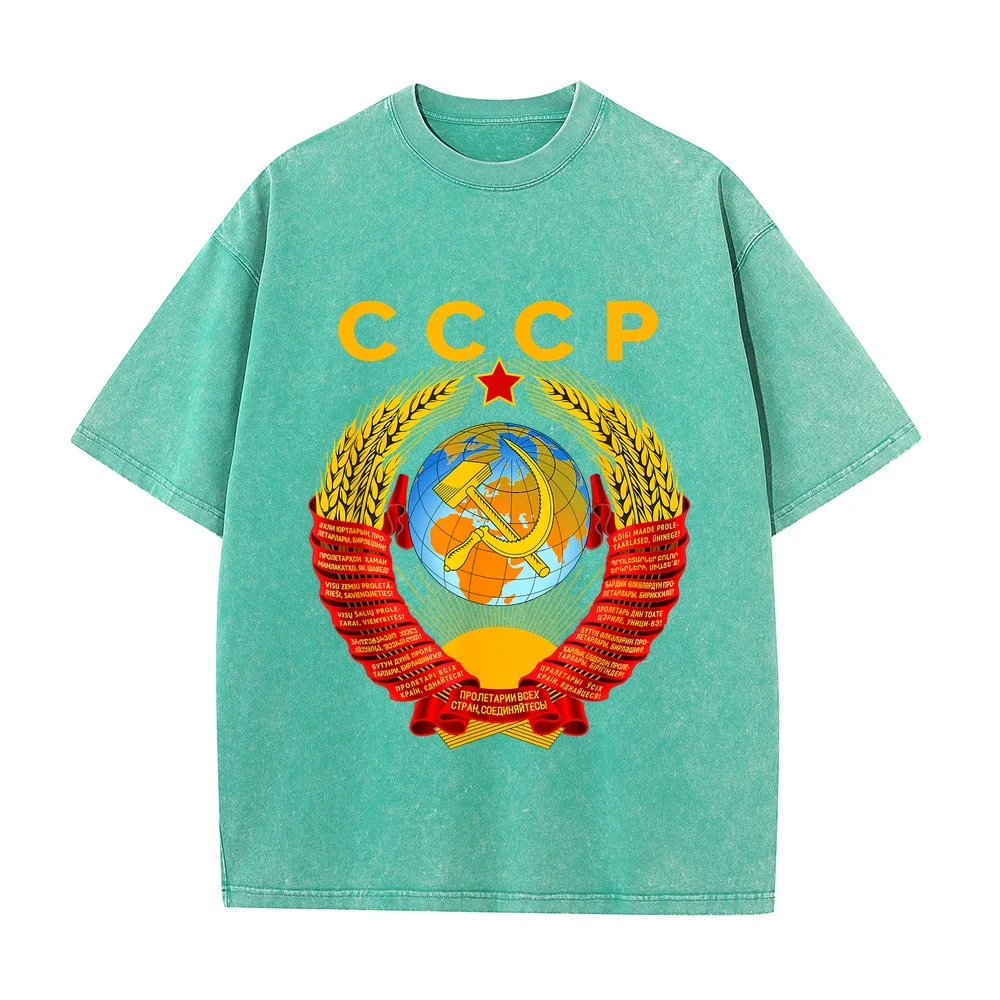 CCCP Coat of arms Flag Russian souvenir Moscow T-Shirt Adult Cotton T-Shirts Men Luxury Tee Shirt Designer Streetwear New T