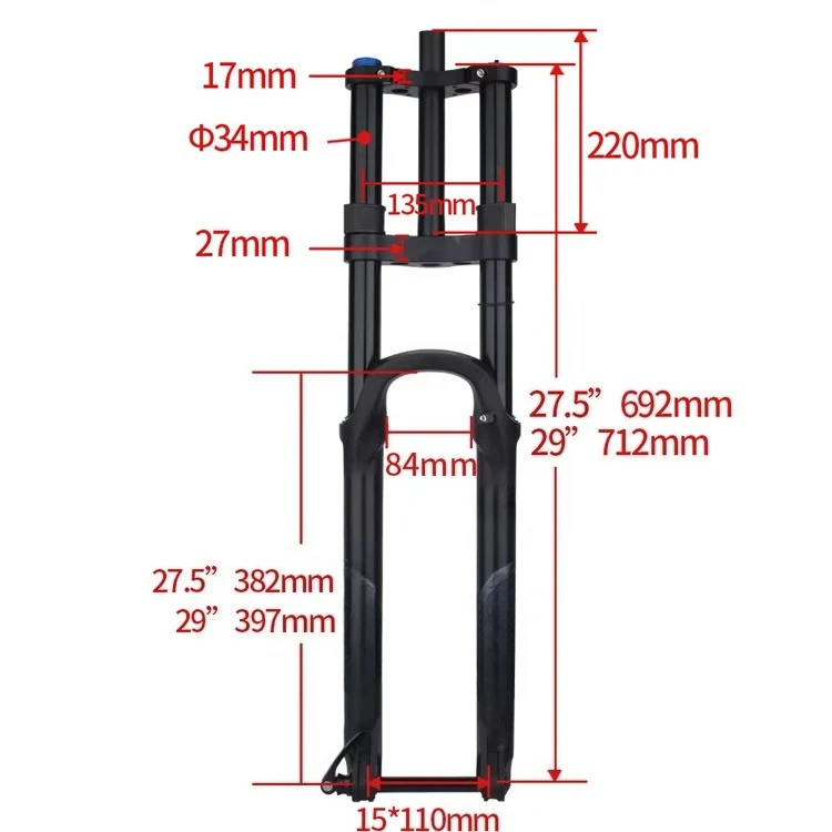 Bicycle Fork 27.5/29 er Double Shoulder MTB Fork Power Mountain Suspension Air Fork Straight/Cone