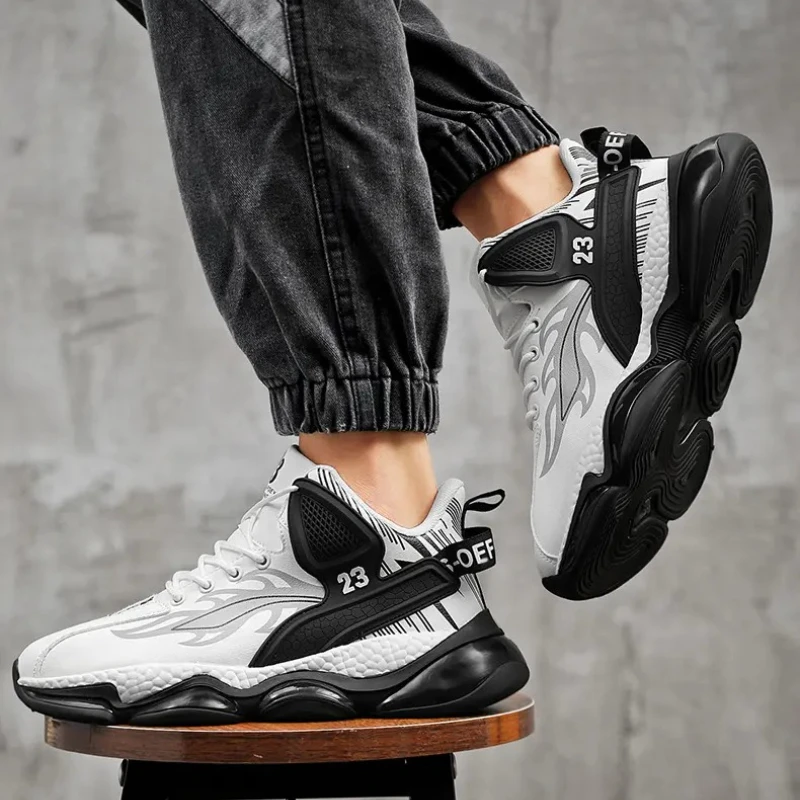 

New Outdoor Lace-up Sports Shoes for Men with Thick Soles, Soft Air Cushions, Increased Rebound and Shock Absorption