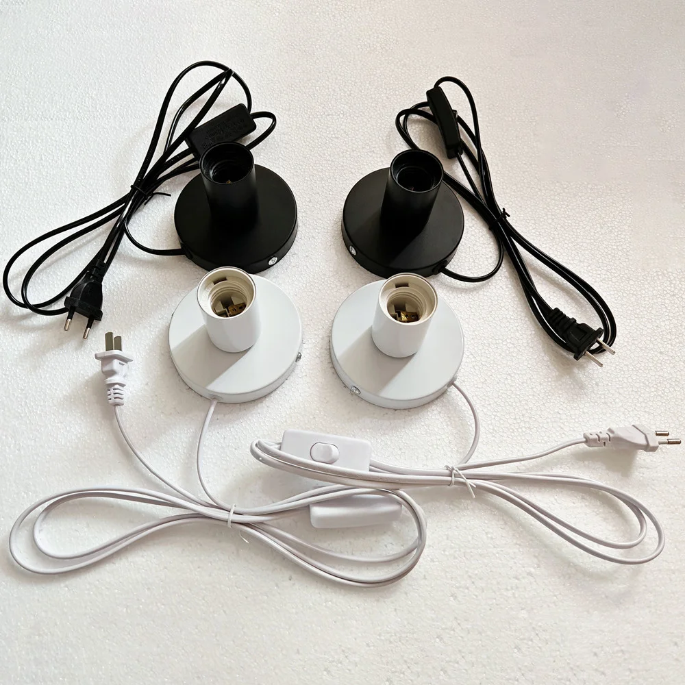 1.6M Cable Night Light With Line Lamp Head E27 Lamp Socket Table Lamp Decoration Lamp Polished Metal Desktop Lamp Base Holder