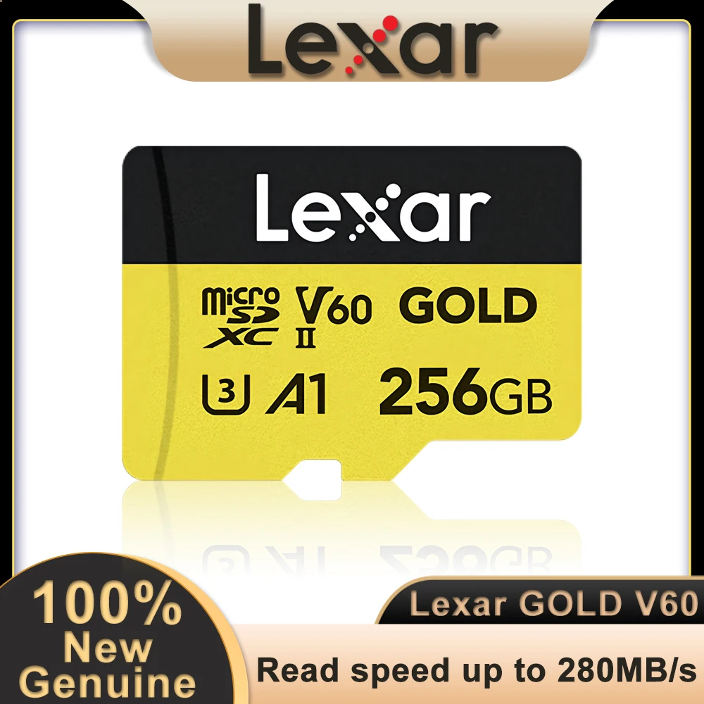 Lexar Professional GOLD microSDXC Card UHS-II C10 U3 V60 A1 4K UHD video 128GB 256GB Memory Card for Drones DJI action cameras