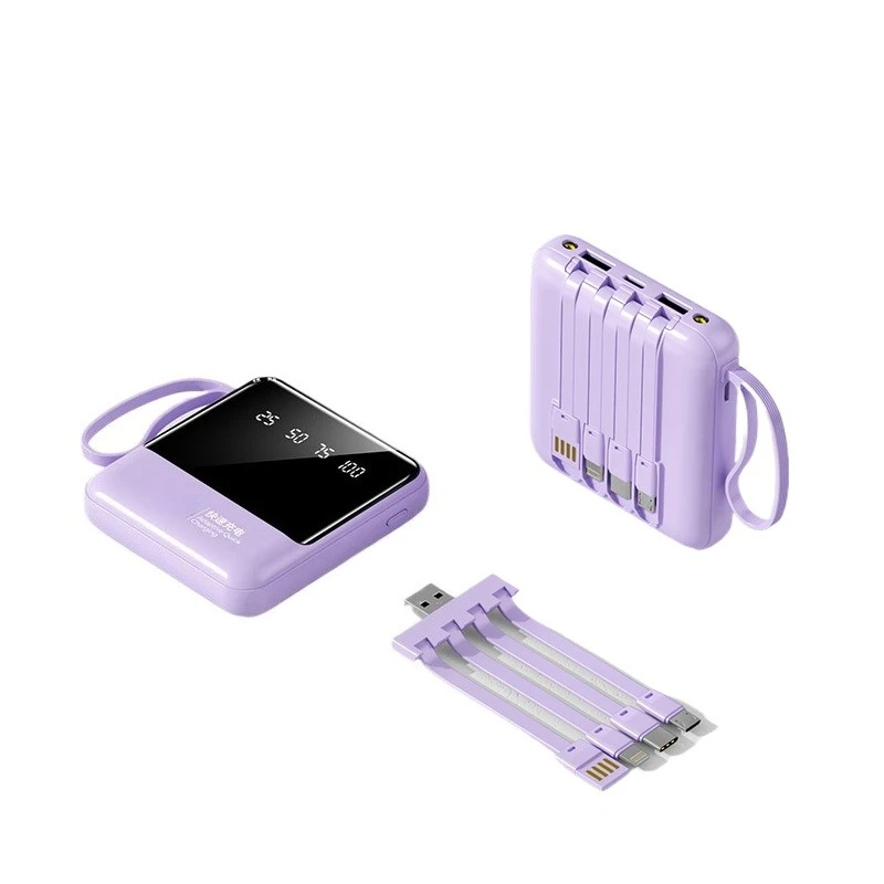 For Iphone Huawei Samsung Mini Power Bank with LED Lights Portable External Battery 5000/10000mAh Pocket Fast Charger