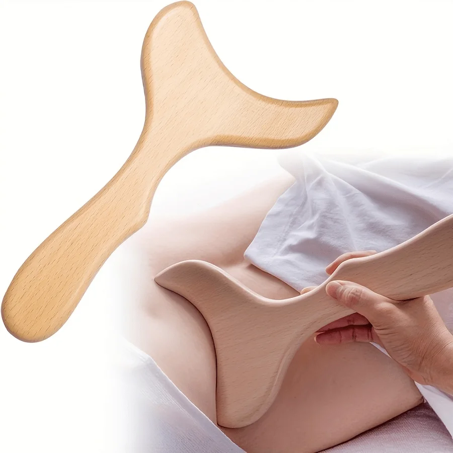 Wooden Gua Sha Massage Tool, Beech Wood Body Scraper Board for Back Neck Shoulder, Lymphatic Drainage Muscle Relax Gift,Massager