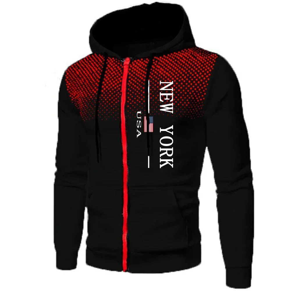 Men's Jacket Tracksuit Casual Zip Hooded Sweatshirts Dot Coat Outdoors Sports Clothing Autumn Winter Quality Single Tops Pants - view 6