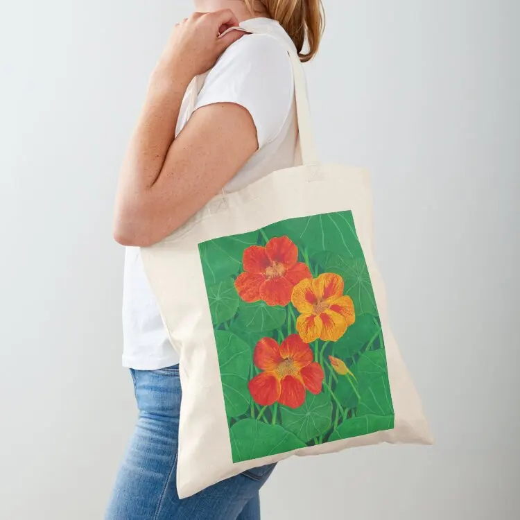 Nasturtium flowers Tote Bag Big bag women shopping bags foldable Women's handbag canvas tote bag