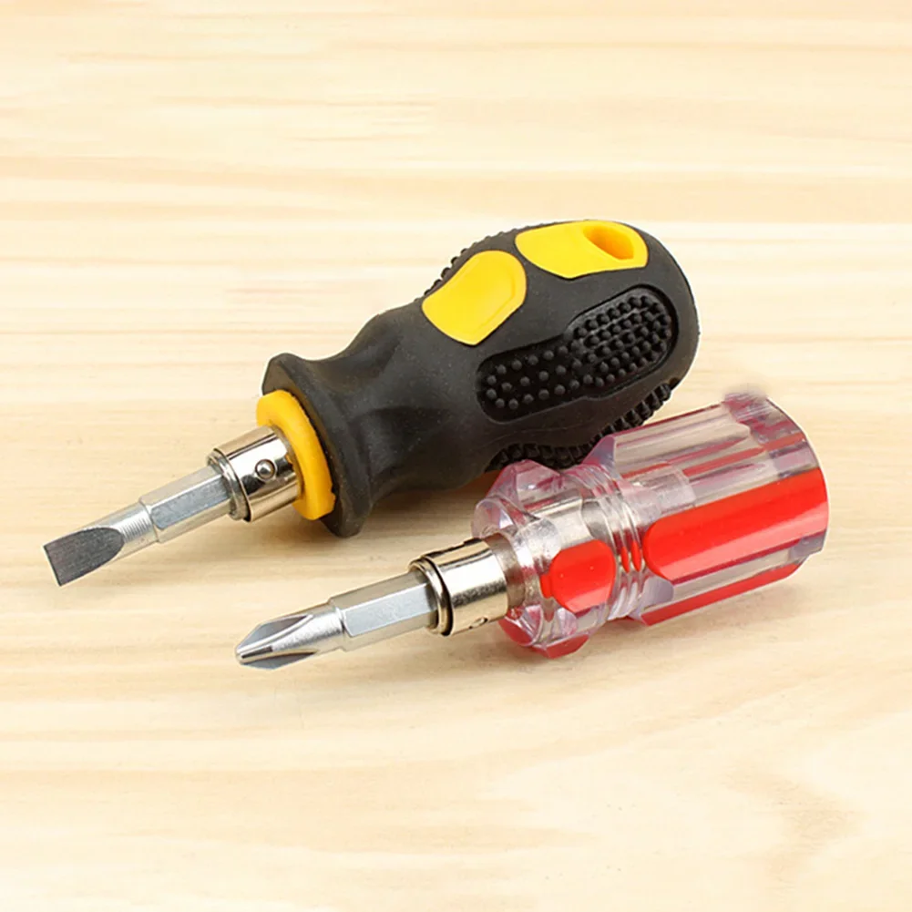 vvocci 1pc Screwdriver Set Portable Encapsulation/Crystal Handles Flat Crosshead Short Handle Radish For Repairing Tools