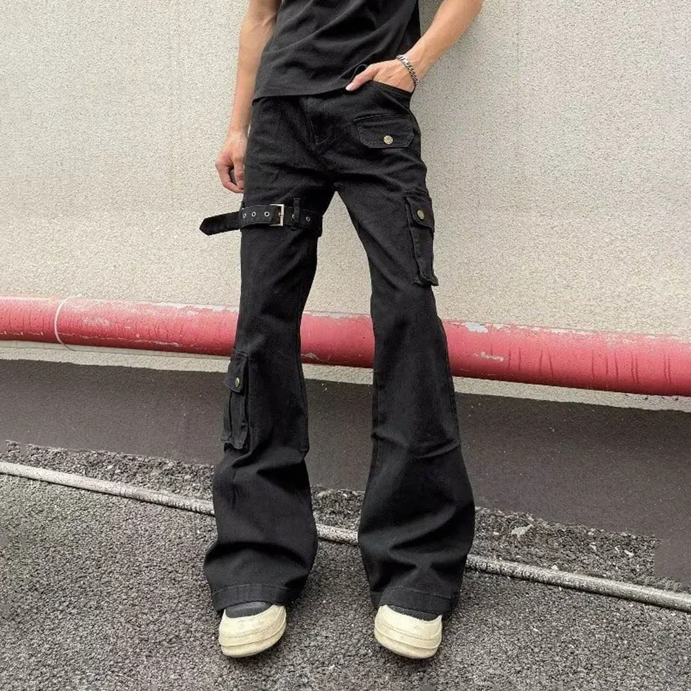 

Summer New Men's Solid Color Straight Jeans American Retro Fashion Trend High Street Hip Hop Loose Breathable Men's Bottoms