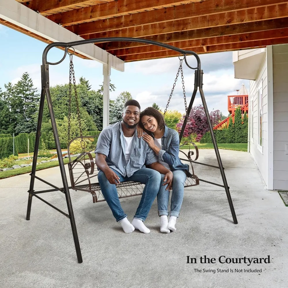 أرجوحة شرفة معدنية مطورة، كرسي أرجوحة شرفة فولاذي بسعة 660 رطل للأماكن الخارجية، مقعد كرسي أرجوحة عالي التحمل