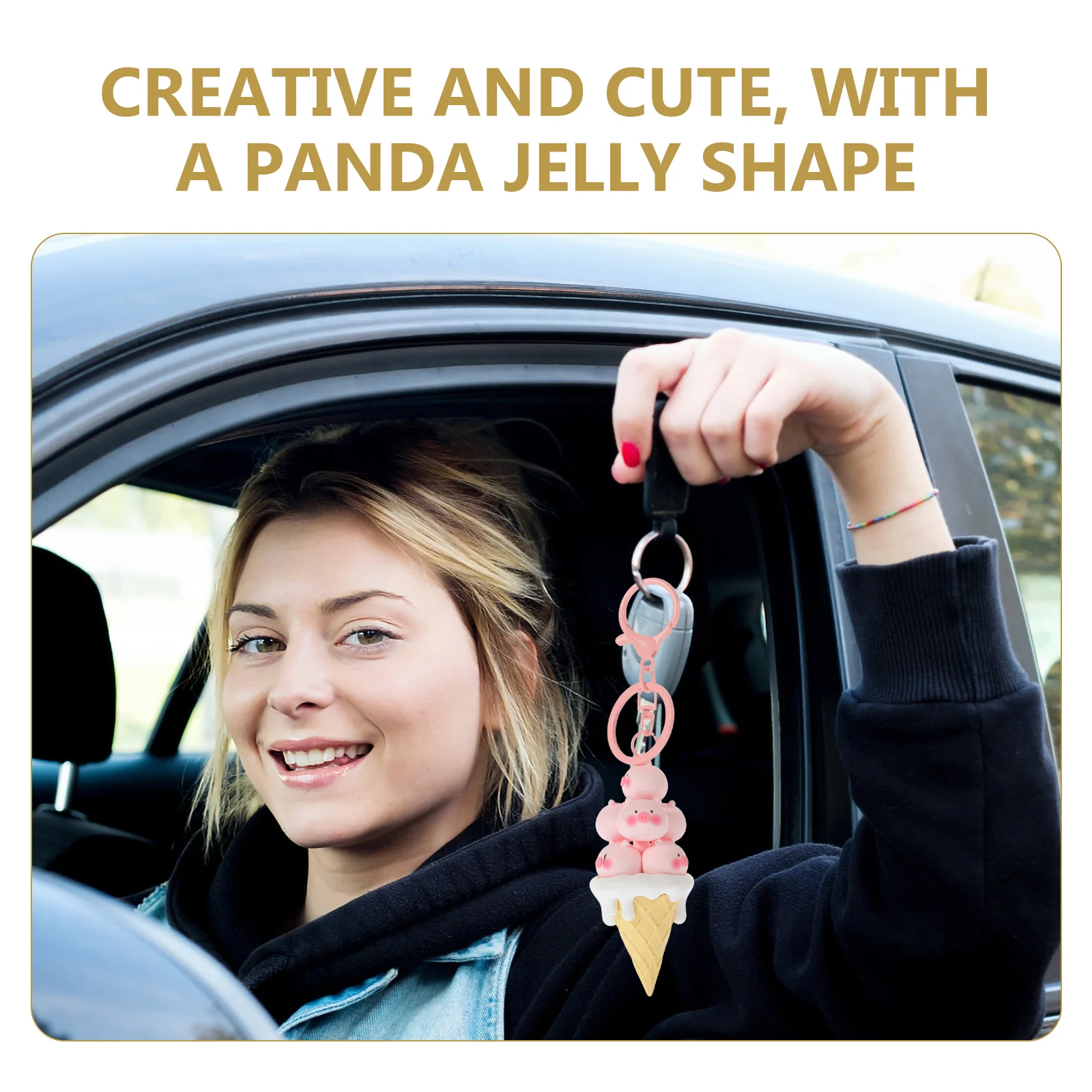 Gifts Ice Cream Keychain Decoration Pvc Animal Pendant Accessories White Car for Boyfriends