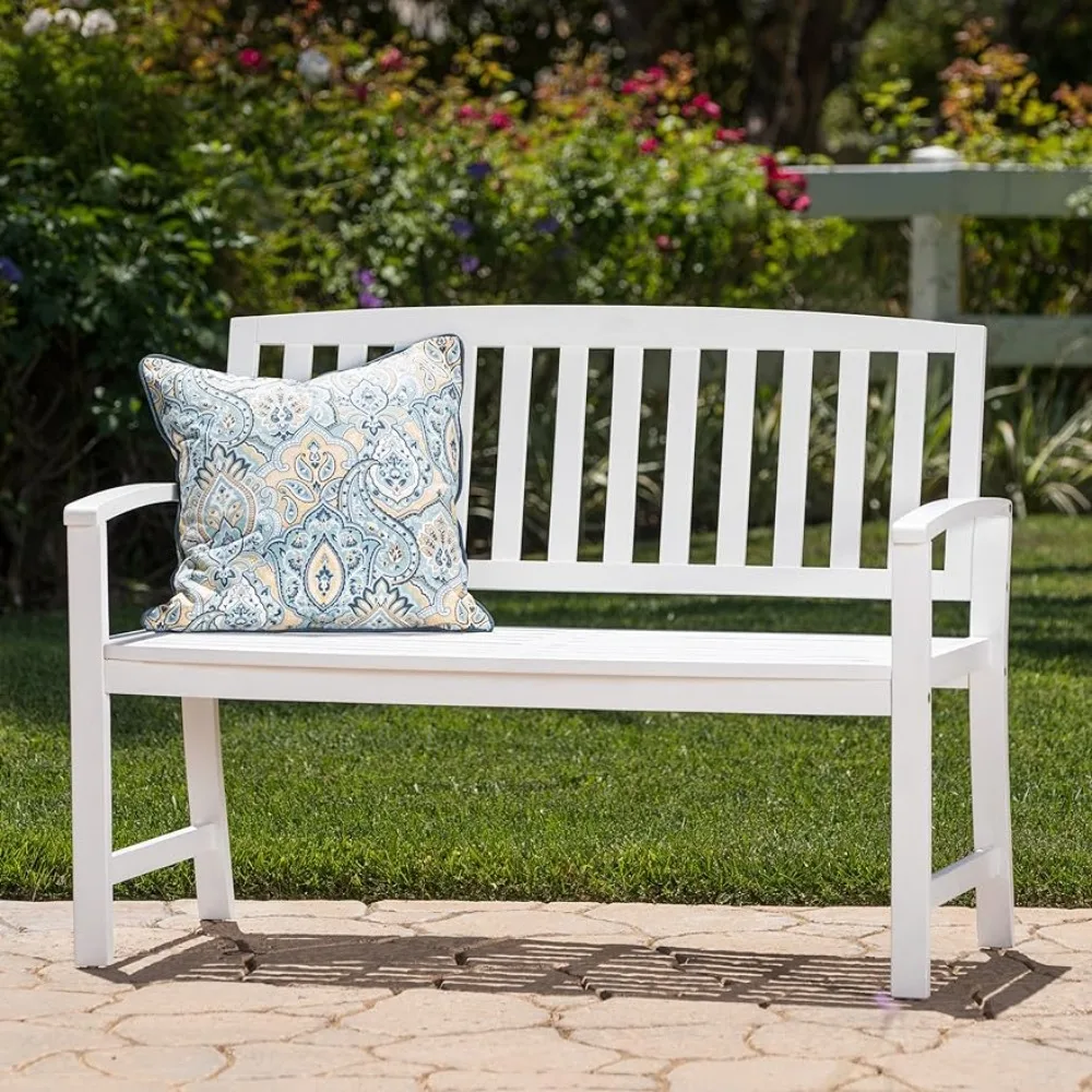 

HomeOutdoor Acacia Wood Bench Garden Chair Pu White Outdoor Garden Chairs Furniture