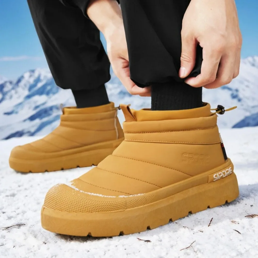 

New High-top Warm Cotton Shoes for Winter Solid Color Fleece Flat Flat Split-over Large-sized High-quality Anti-slip Snow Boots